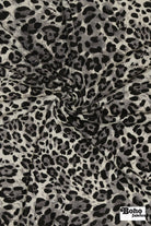 Warm Gray Leopard Print, Rayon Spandex Jersey Knit Fabric - Boho Fabrics - Rayon Jersey Solid, Knit Fabric