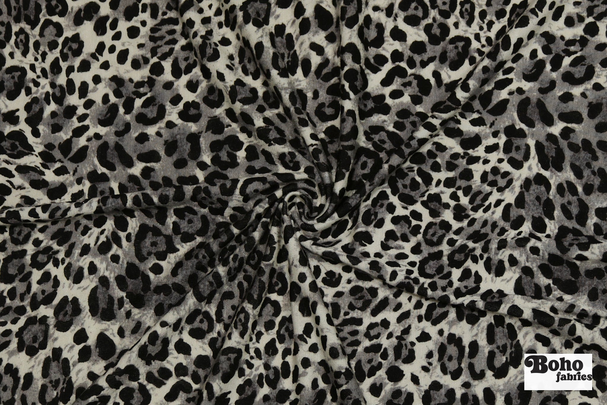 Warm Gray Leopard Print, Rayon Spandex Jersey Knit Fabric - Boho Fabrics - Rayon Jersey Solid, Knit Fabric