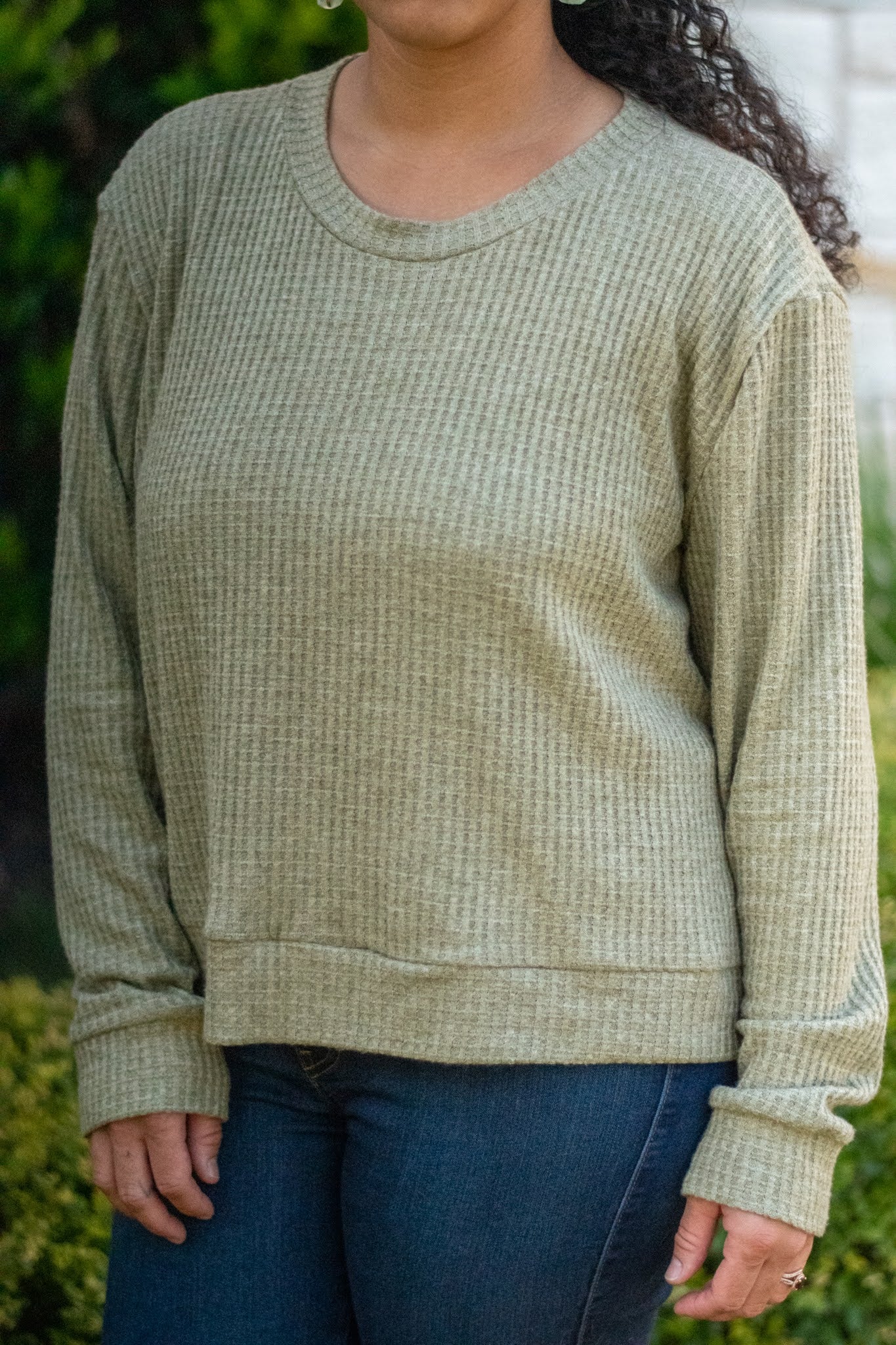 Warm Matcha Green, Waffle Knit Fabric - Boho Fabrics - Waffle Knits