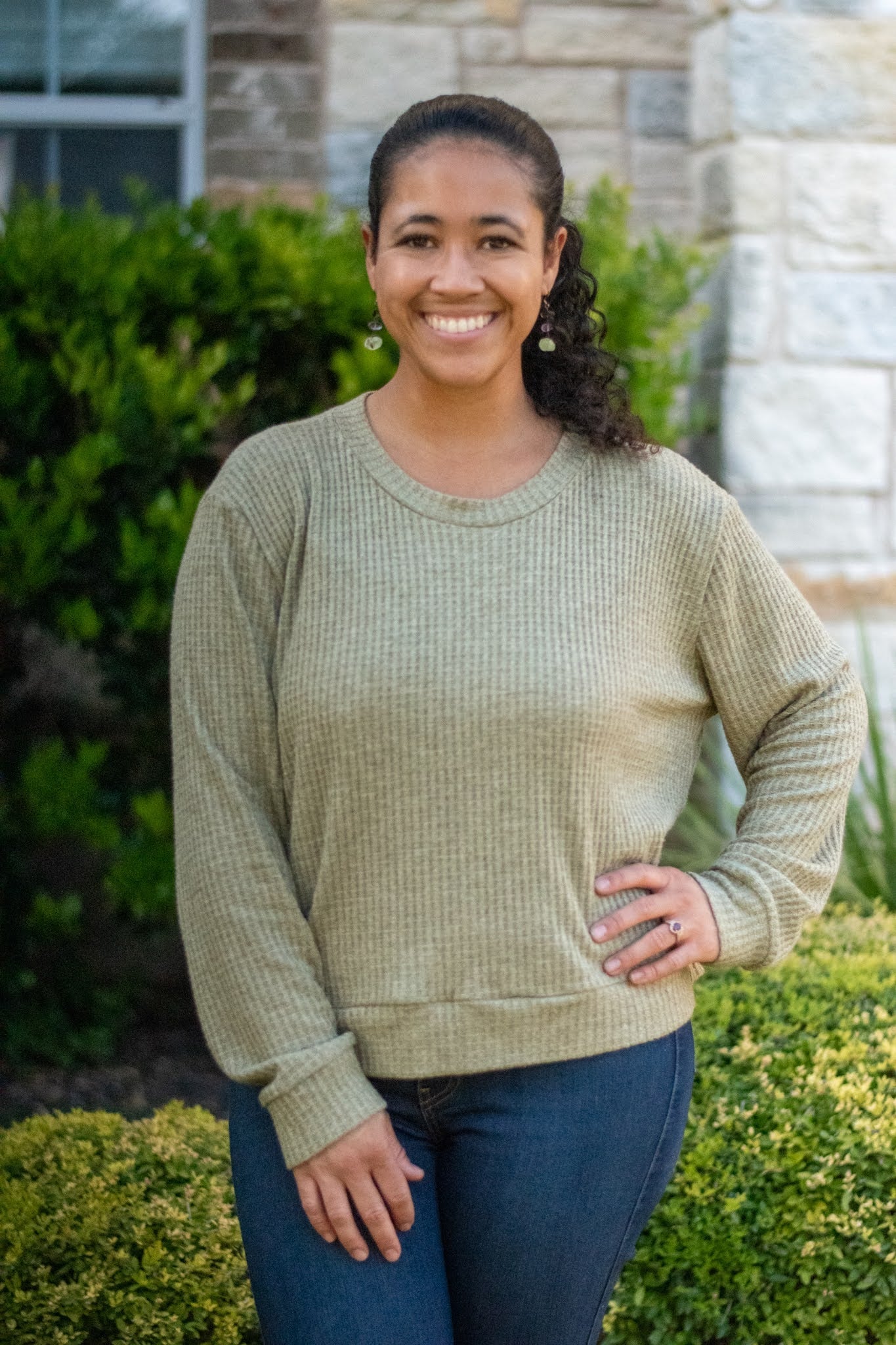 Warm Matcha Green, Waffle Knit Fabric - Boho Fabrics - Waffle Knits