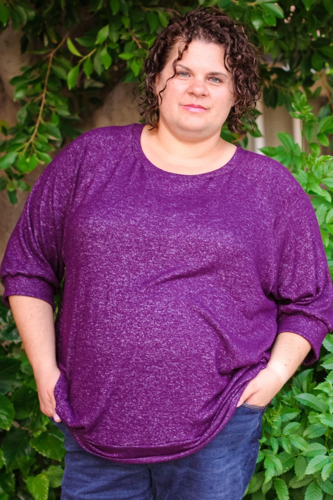 Warm Plum Purple Brushed Sweater Knit - Boho Fabrics