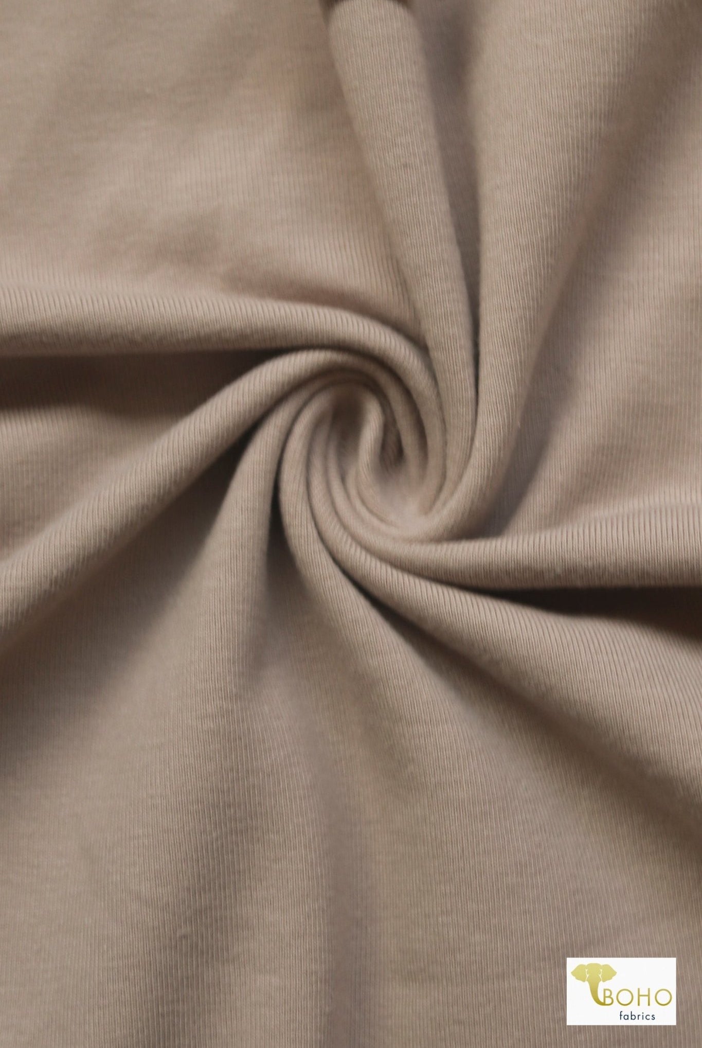 Warm Stone, Solid Cotton Spandex Knit Fabric, 9 oz. - Boho Fabrics