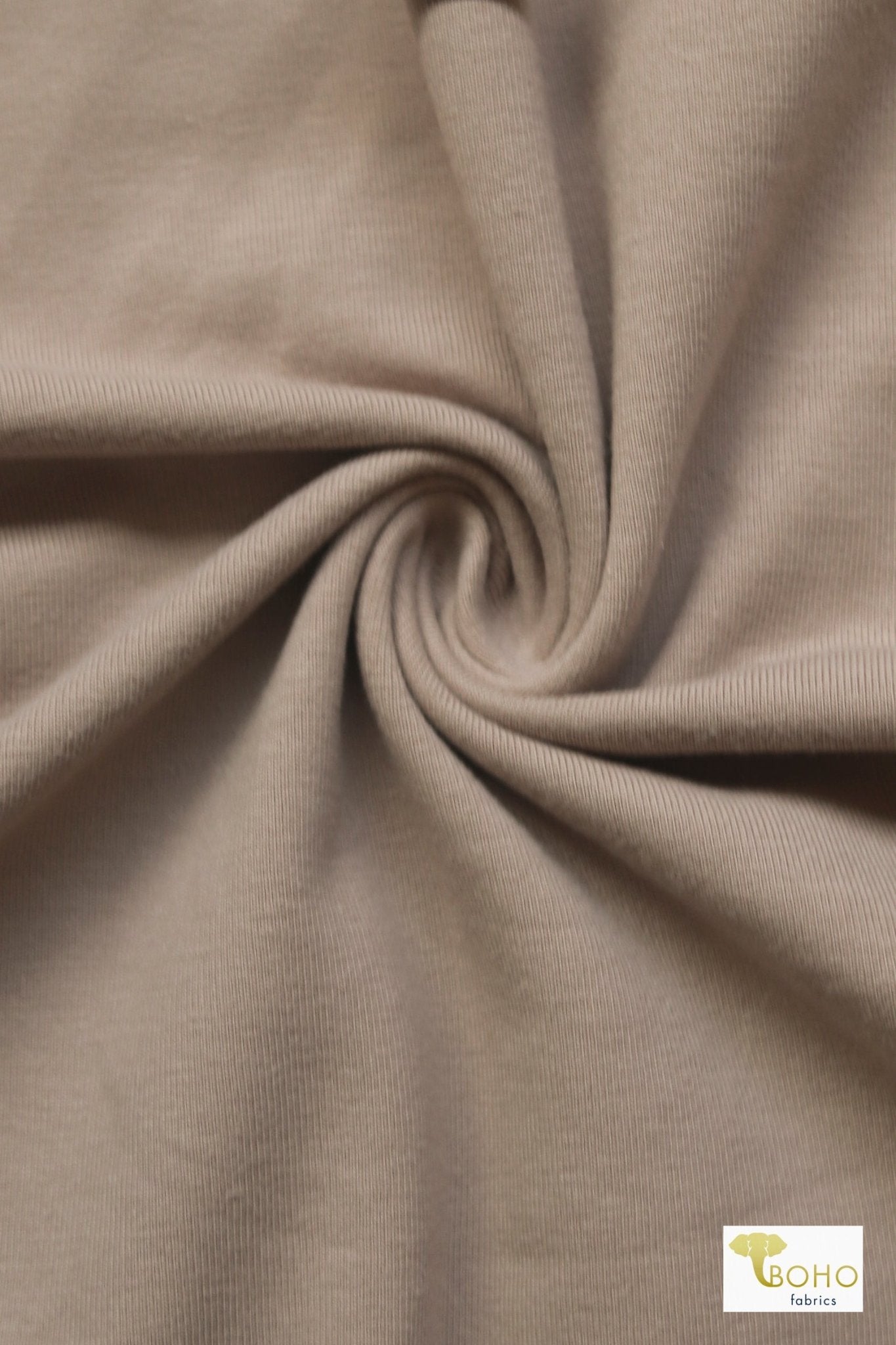 Warm Stone, Solid Cotton Spandex Knit Fabric, 9 oz. - Boho Fabrics