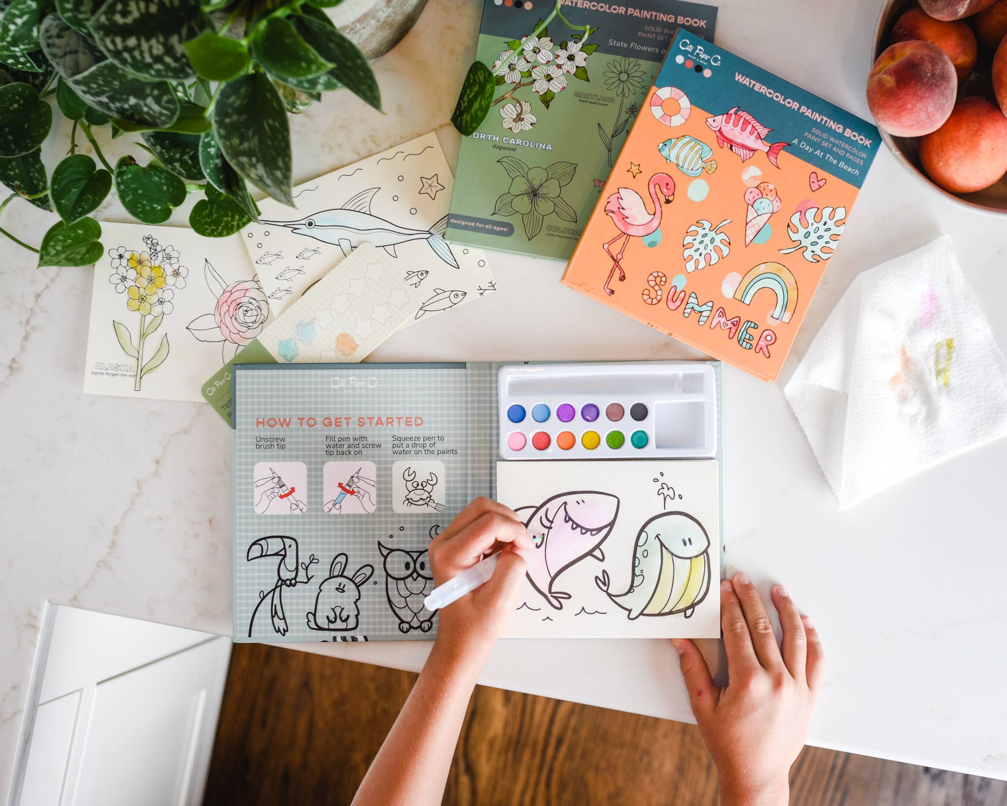 Watercolor Book and Paint Set - A Day at the Beach - Boho Fabrics - Painting Kits & Supplies