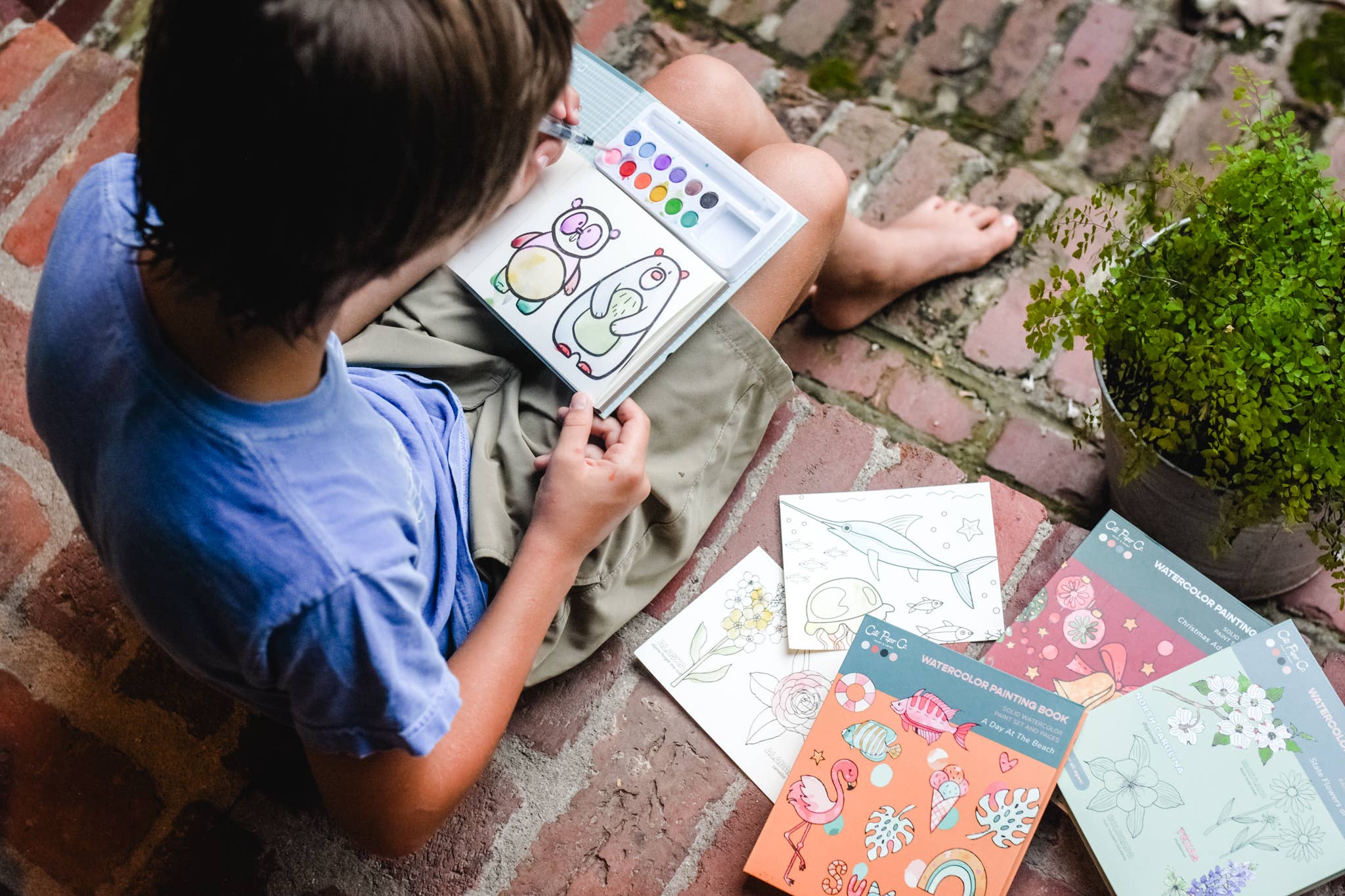 Watercolor Book and Paint Set - A Day at the Beach - Boho Fabrics - Painting Kits & Supplies