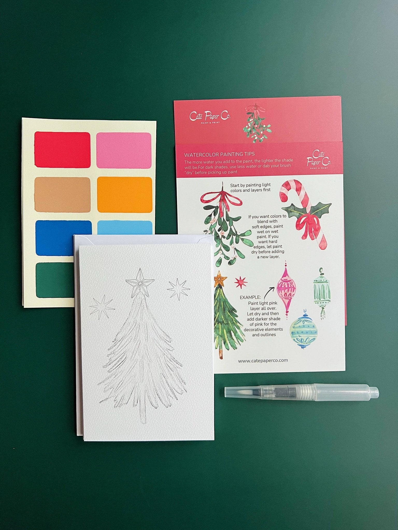 Watercolor Christmas Cards Kit - Boho Fabrics - Painting Kits & Supplies