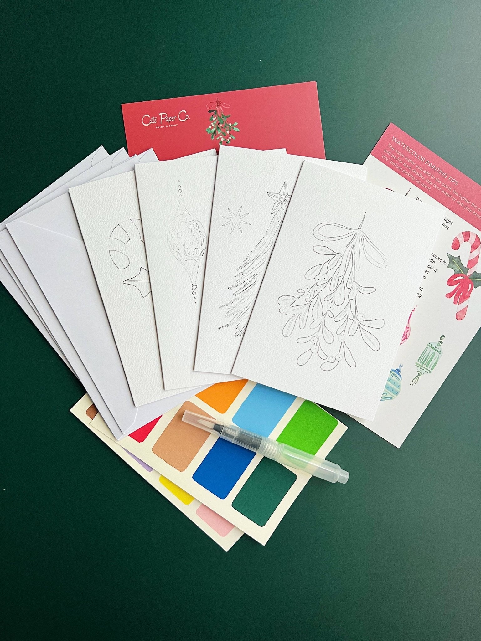 Watercolor Christmas Cards Kit - Boho Fabrics - Painting Kits & Supplies
