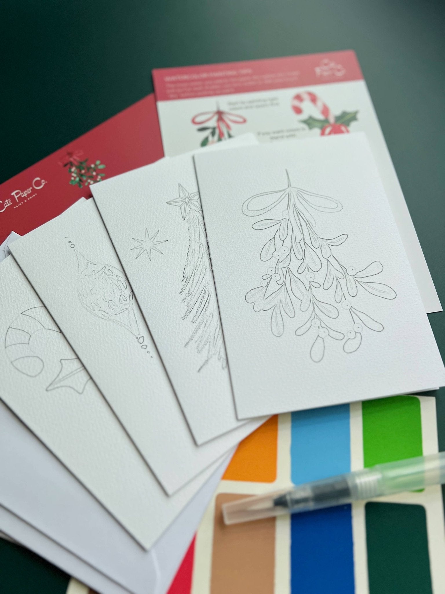 Watercolor Christmas Cards Kit - Boho Fabrics - Painting Kits & Supplies