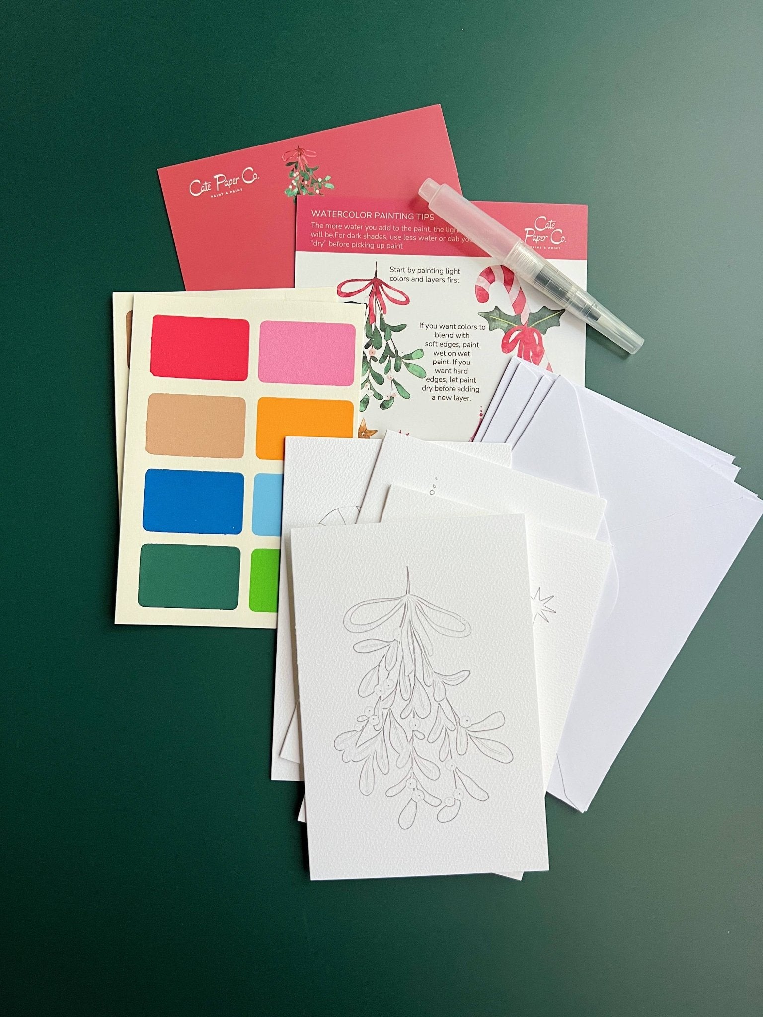 Watercolor Christmas Cards Kit - Boho Fabrics - Painting Kits & Supplies