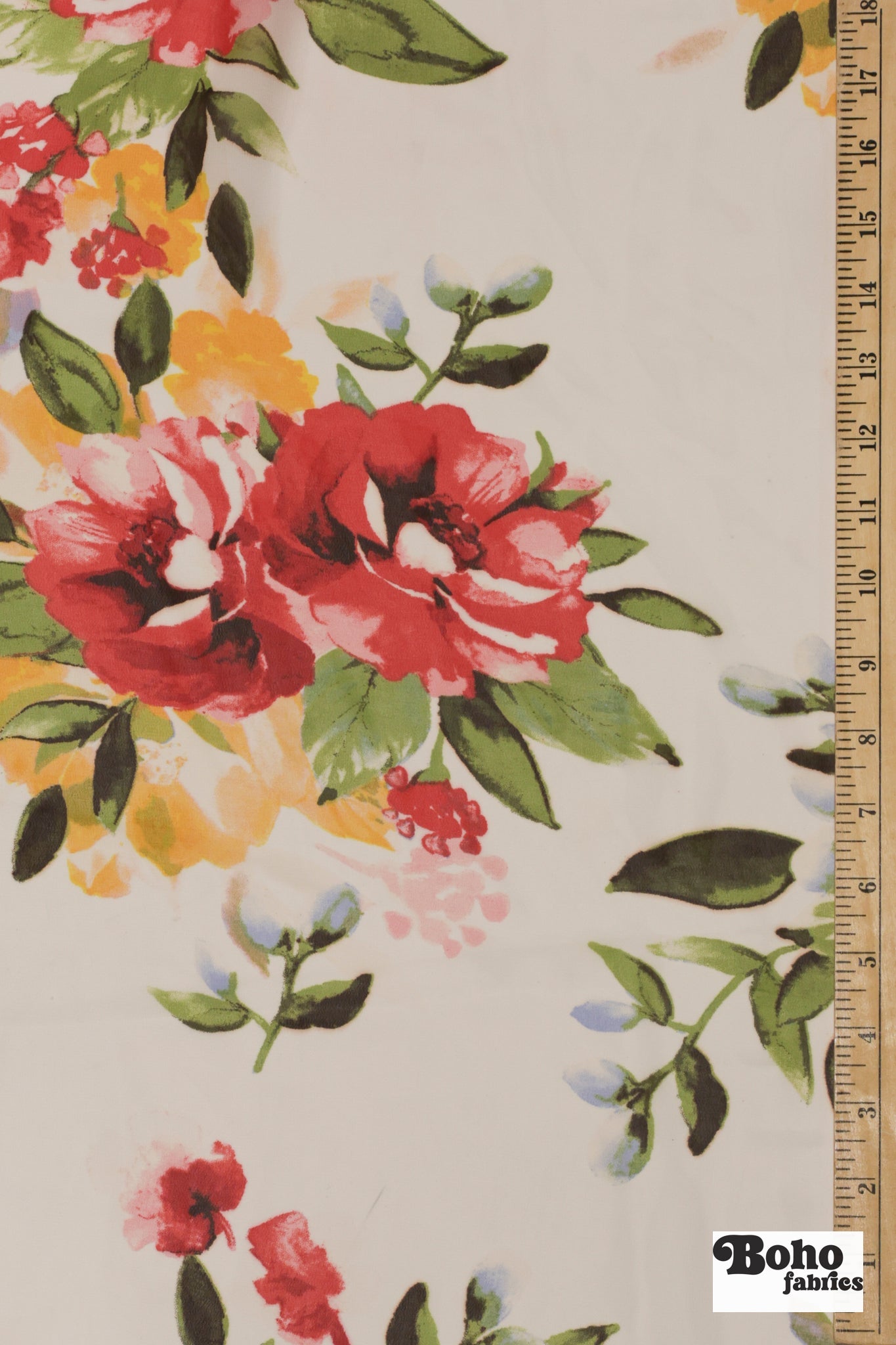 Watercolor Floral Chiffon Woven Fabric - Boho Fabrics - Chiffon, Woven