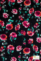 Watercolor Roses, Printed Swim Knit Fabric. - Boho Fabrics