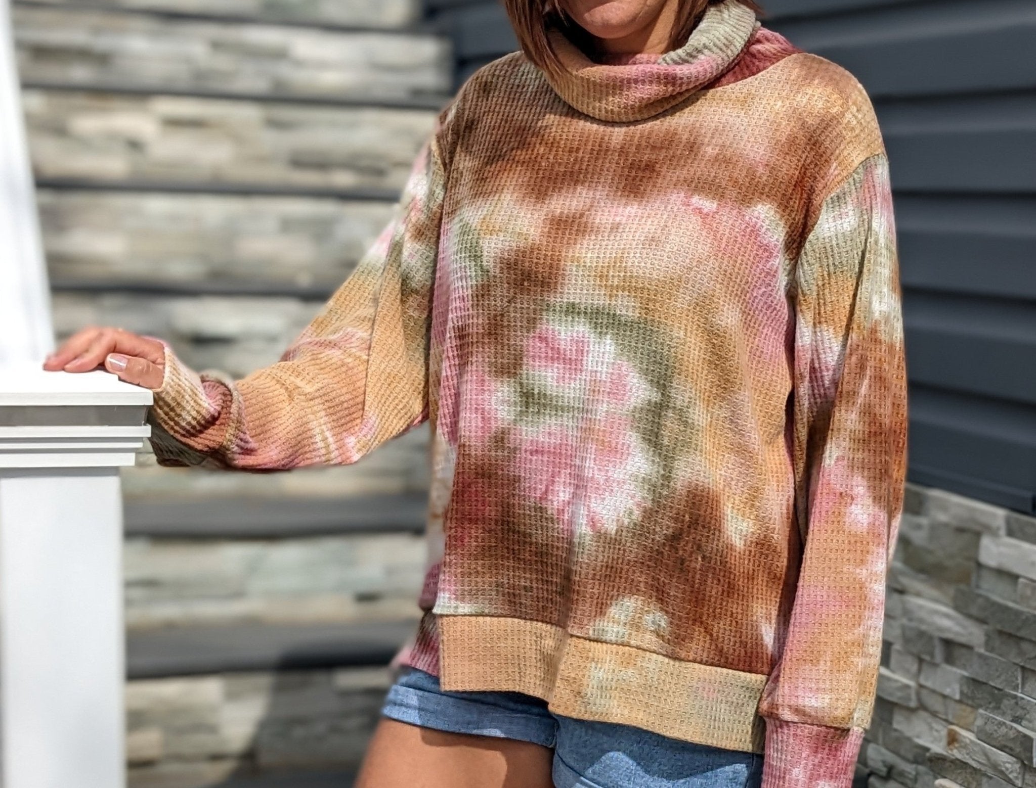 Watermelon Nebula, Brushed Waffle Knit Print - Boho Fabrics