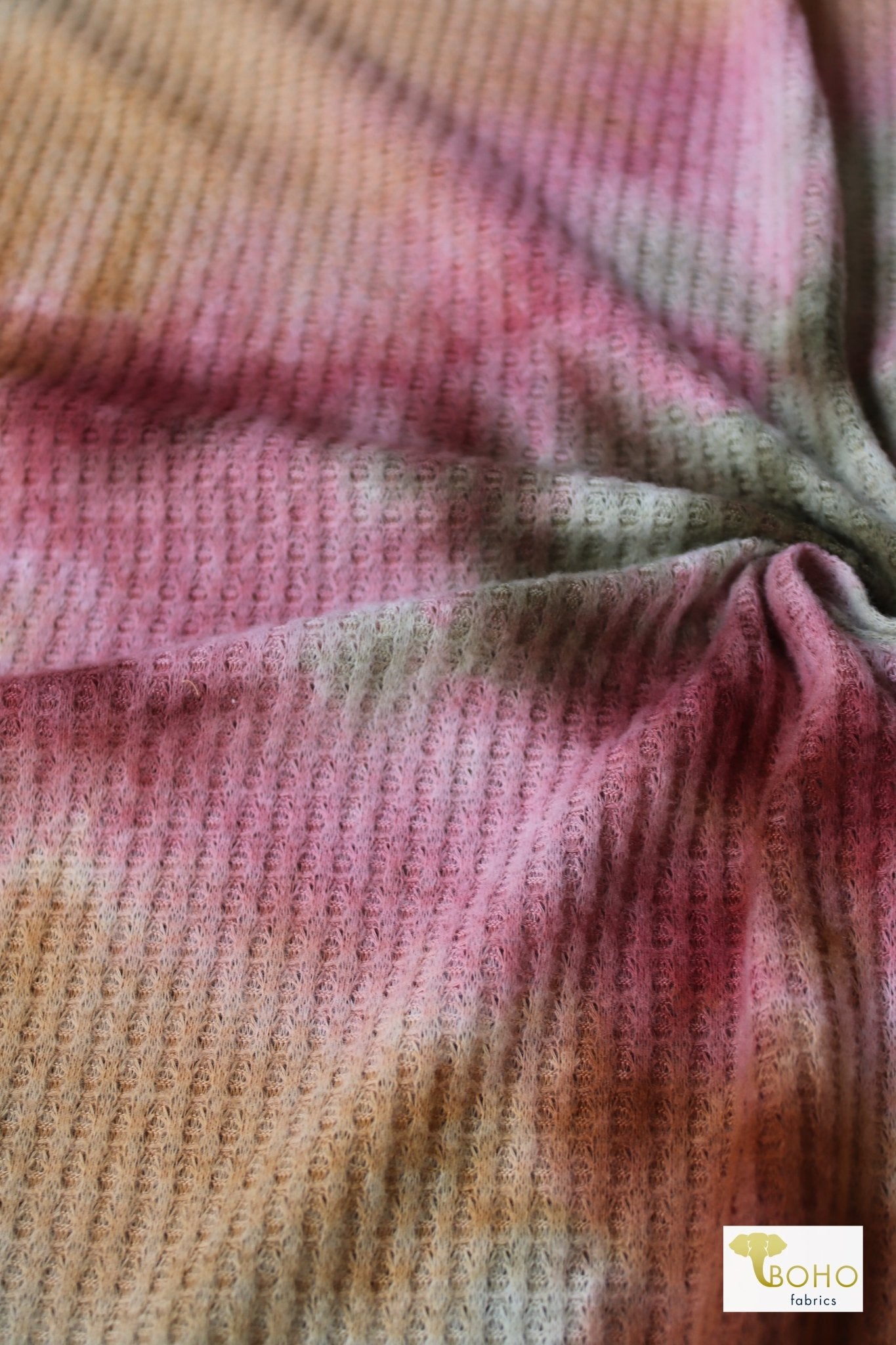 Watermelon Nebula, Brushed Waffle Knit Print - Boho Fabrics
