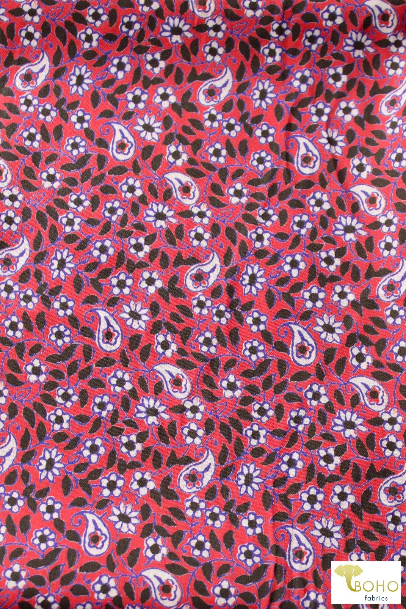 Watermelon Paisley. Silk/Cotton Woven. WVP-254 - Boho Fabrics