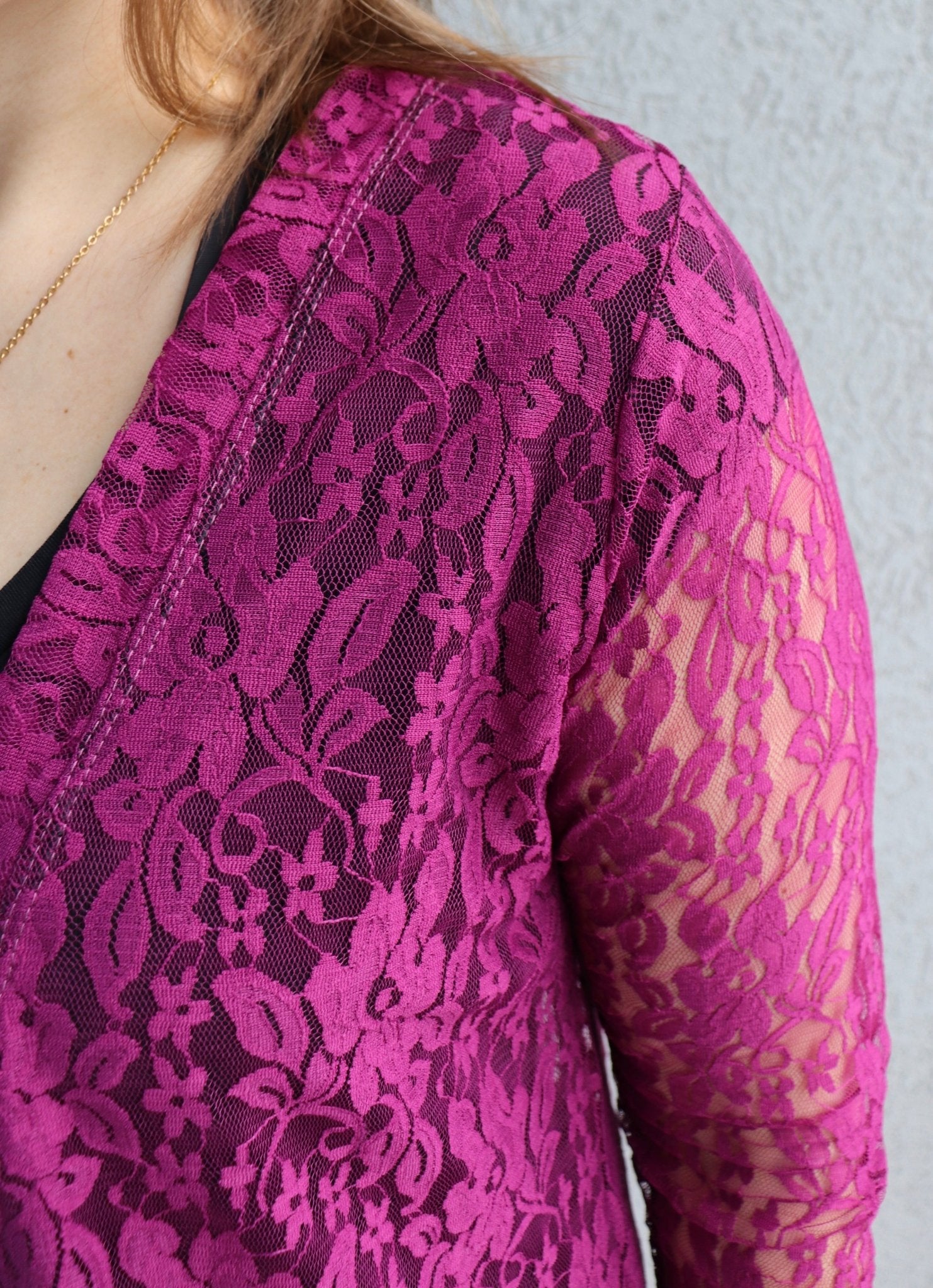 Whimsical Florals in Magenta. Stretch Lace. SL-116. - Boho Fabrics