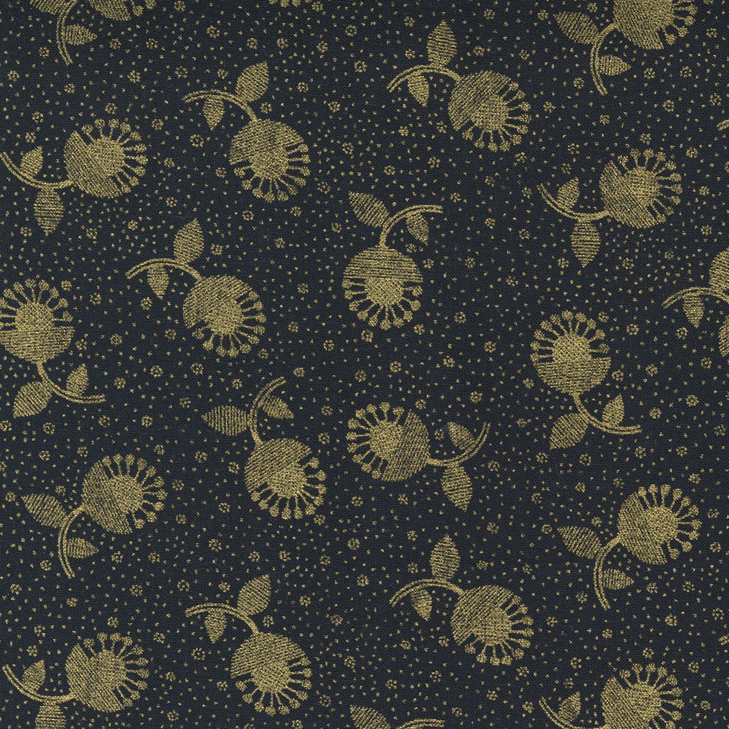 Whispers Metallic Black Gold 33550 14MG Moda 1 - Boho Fabrics - Quilting Cotton, Woven
