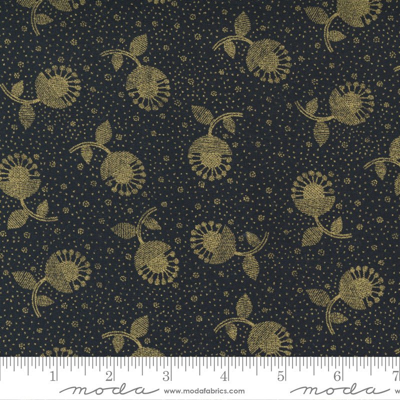 Whispers Metallic Black Gold 33550 14MG Moda 1 - Boho Fabrics - Quilting Cotton, Woven