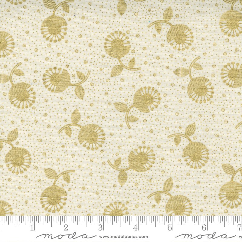 Whispers Metallic Cream Gold 33550 13MG Moda 1 - Boho Fabrics - Quilting Cotton, Woven