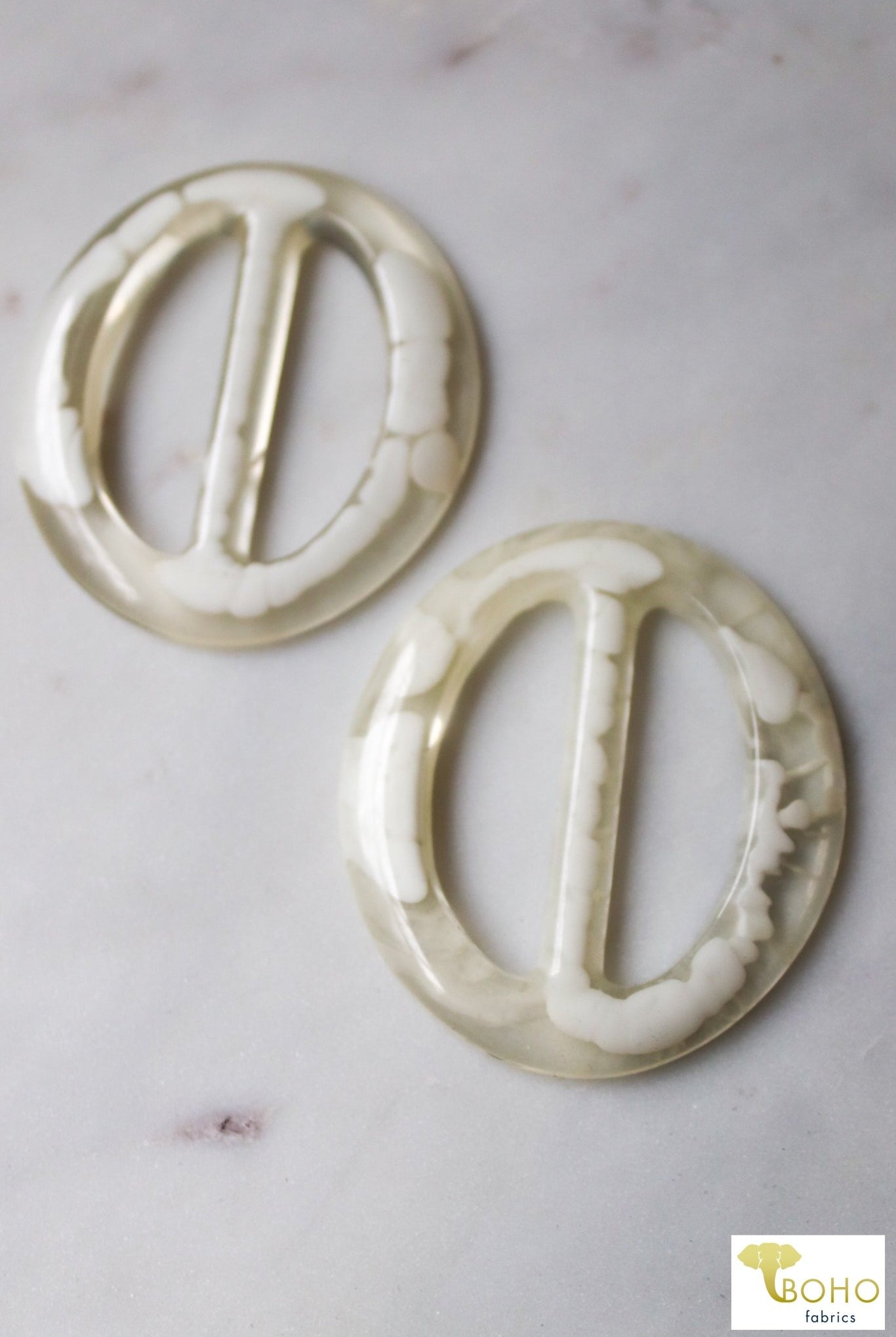 White Acrylic Rings. Sold Per Pair. HW-002 - Boho Fabrics