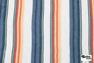 White Blue & Orange Multicolor Striped Cotton Shirting Woven Fabric - Boho Fabrics - Woven, Fabric