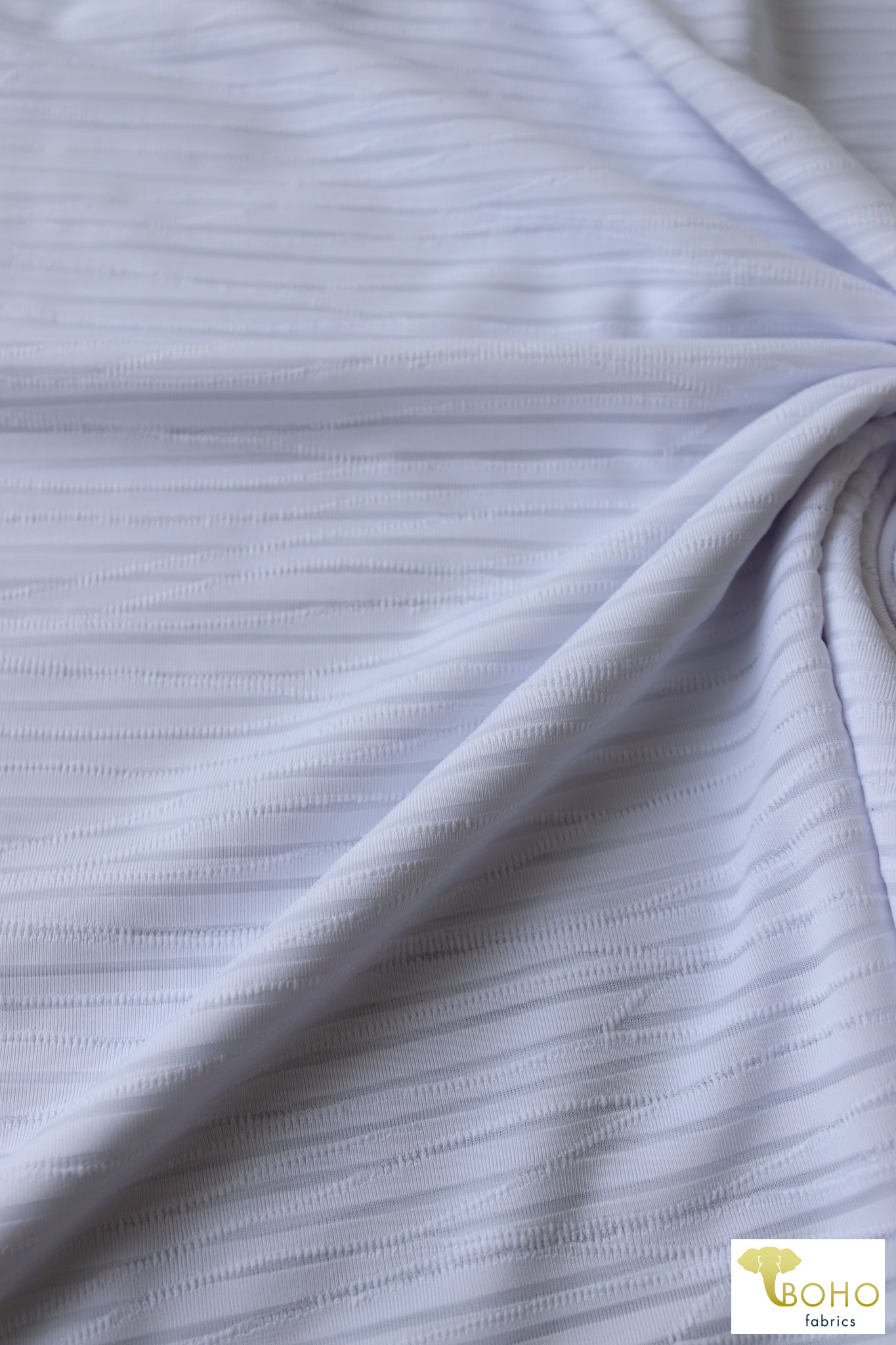 White, Burnout Waves. Jersey Knit. JER-S-213-WHT - Boho Fabrics