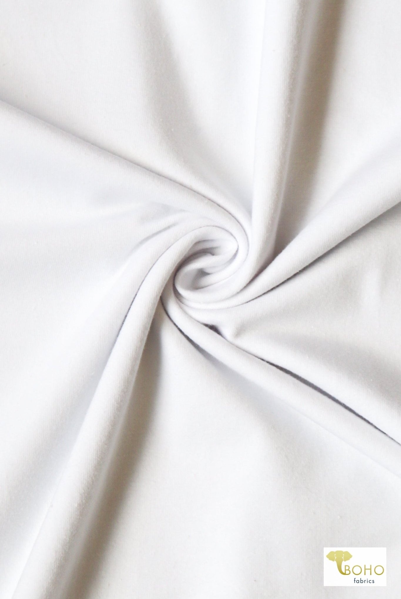 White, Cotton Spandex Knit. Heavier Weight, 12 oz - Boho Fabrics