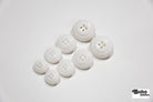 White Dome 4-Hole Plastic Buttons. 28L (18mm / 11/16"), 34L (21mm / 7/8"), 40L (25mm / 1"), 48L (30mm / 1 3/16") - Boho Fabrics - Buttons & Snaps