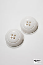 White Dome 4-Hole Plastic Buttons. 28L (18mm / 11/16"), 34L (21mm / 7/8"), 40L (25mm / 1"), 48L (30mm / 1 3/16") - Boho Fabrics - Buttons & Snaps