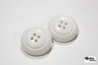 White Dome 4-Hole Plastic Buttons. 28L (18mm / 11/16"), 34L (21mm / 7/8"), 40L (25mm / 1"), 48L (30mm / 1 3/16") - Boho Fabrics - Buttons & Snaps