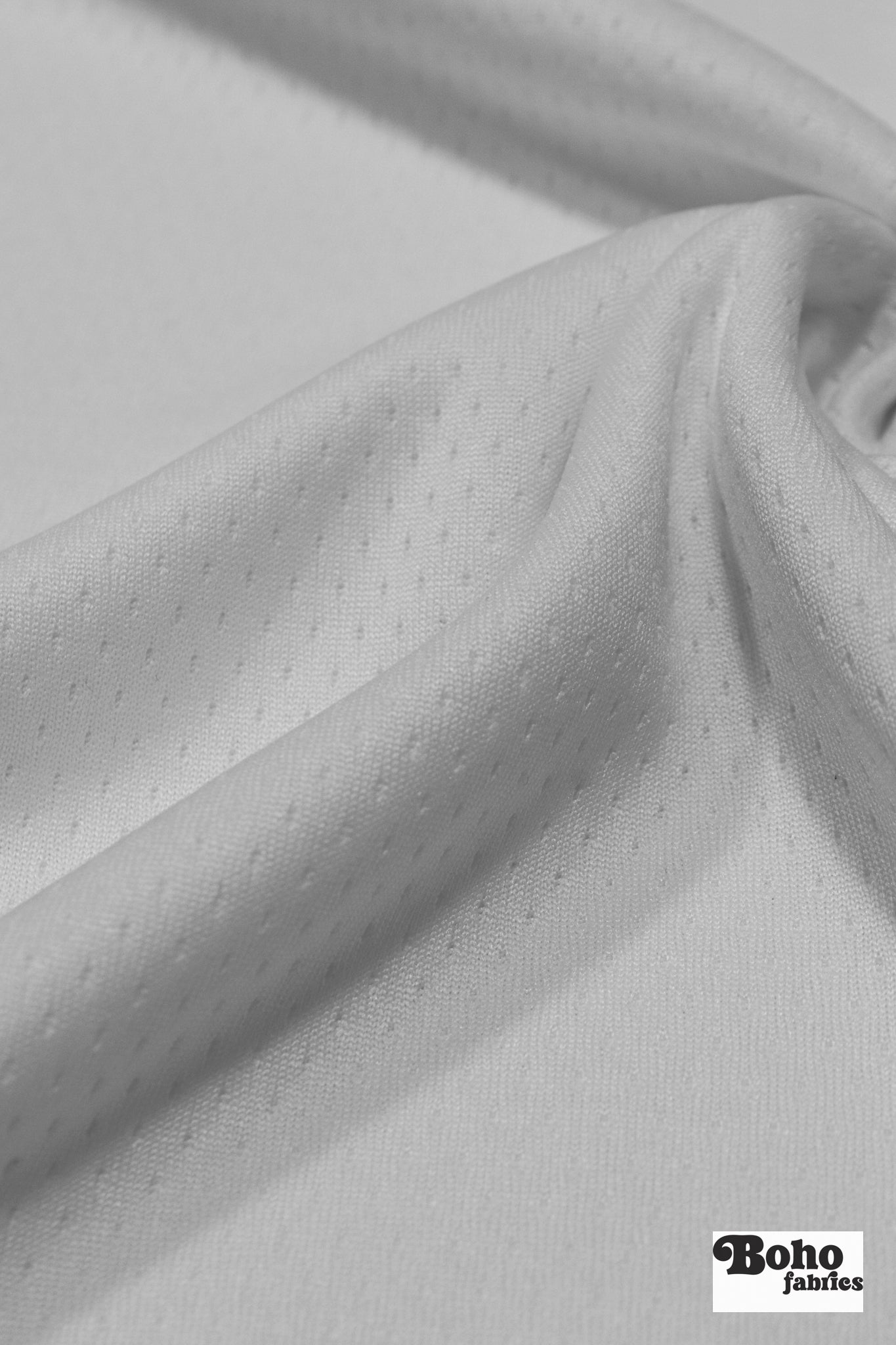 White, Flat Back Dimple, Athletic Mesh Fabric - Boho Fabrics - Athletic Knit Fabric