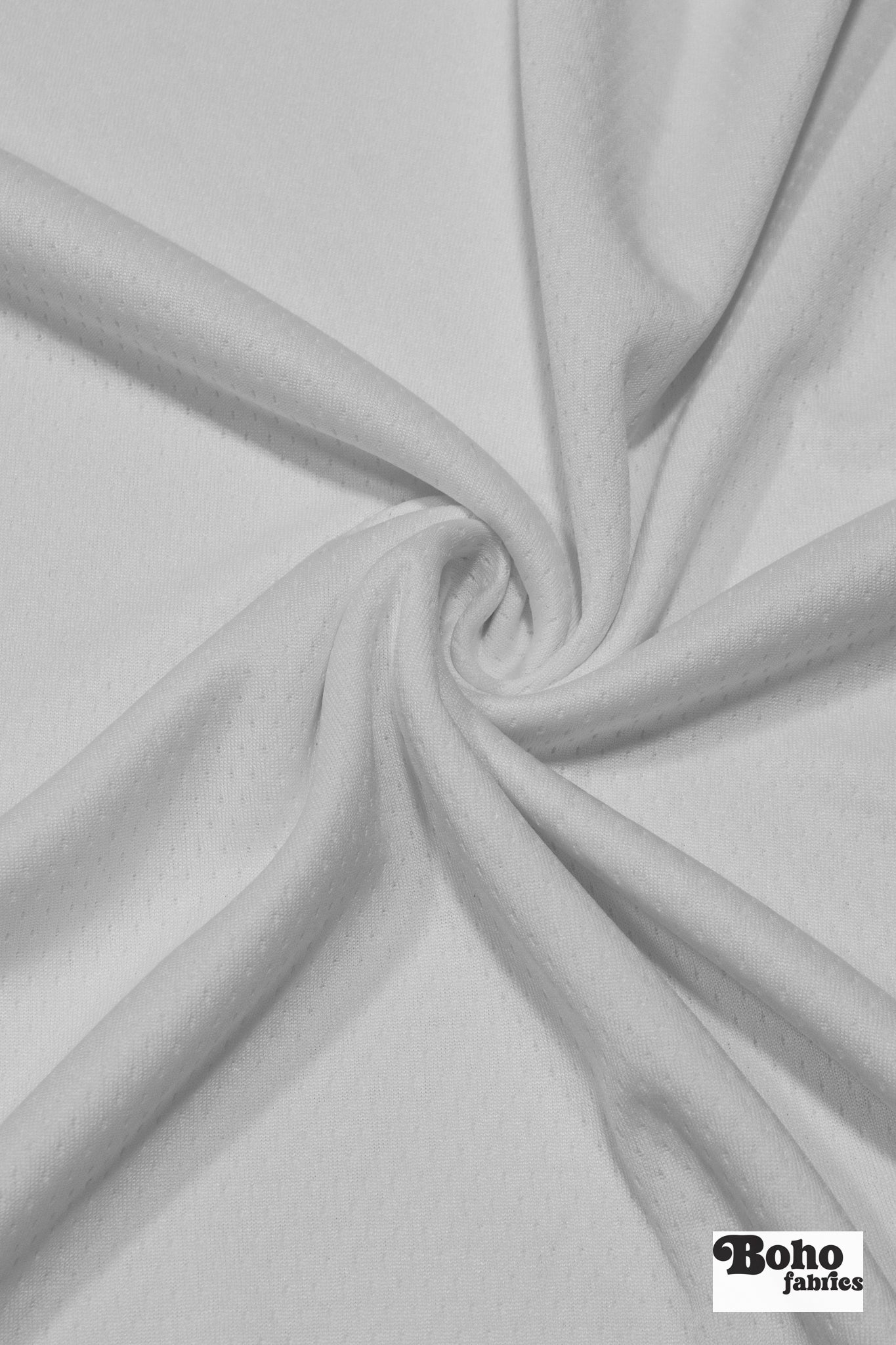 White, Flat Back Dimple, Athletic Mesh Fabric - Boho Fabrics - Athletic Knit Fabric