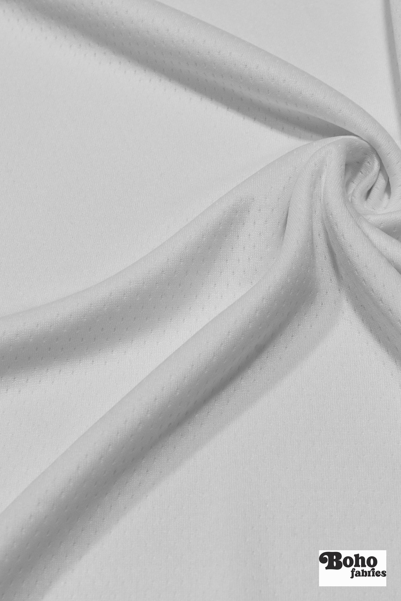 White, Flat Back Dimple, Athletic Mesh Fabric - Boho Fabrics - Athletic Knit Fabric