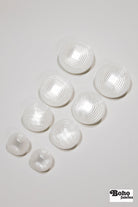 White Pearl Concentric Square Plastic Shank Buttons. 24L (15mm / 5/8"), 32L (20mm 13/16"), 36L (23mm / 7/8") - Boho Fabrics - Buttons & Snaps