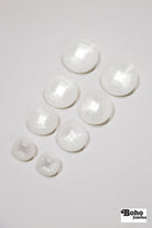 White Pearl Concentric Square Plastic Shank Buttons. 24L (15mm / 5/8"), 32L (20mm 13/16"), 36L (23mm / 7/8") - Boho Fabrics - Buttons & Snaps