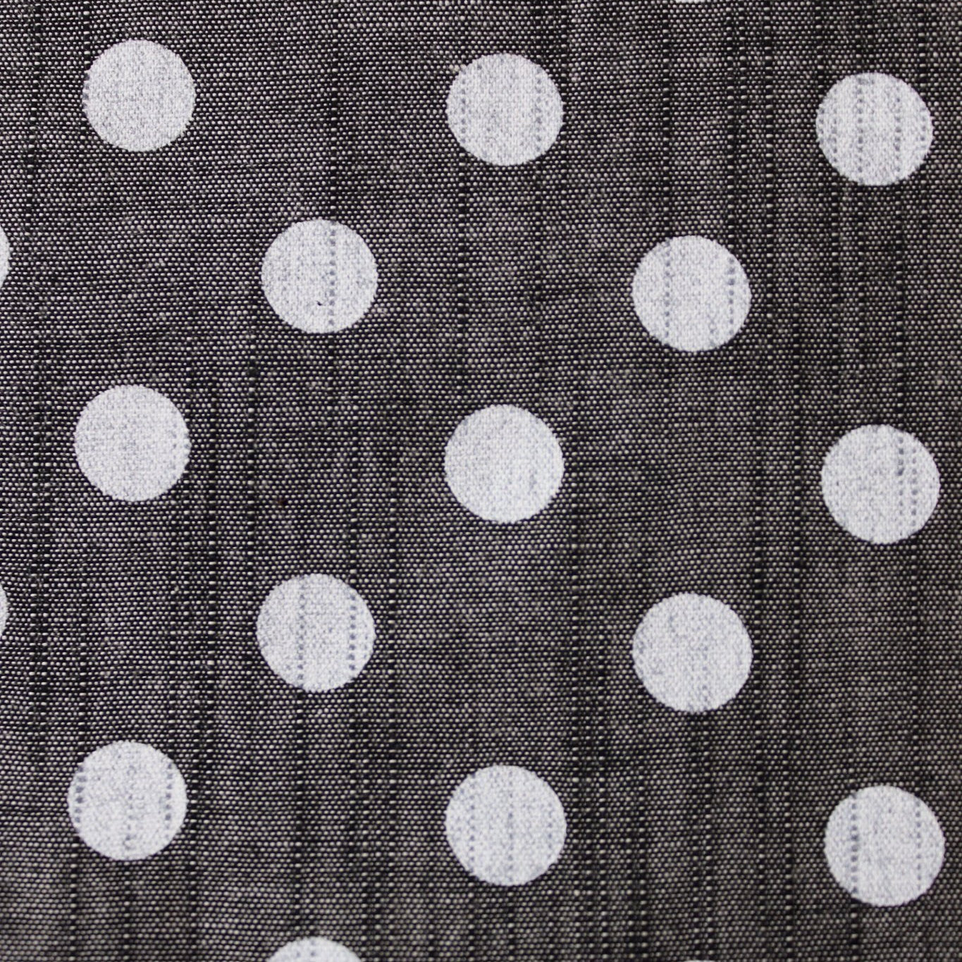 White Polka Dots on Black, Cotton Chambray Woven - Boho Fabrics