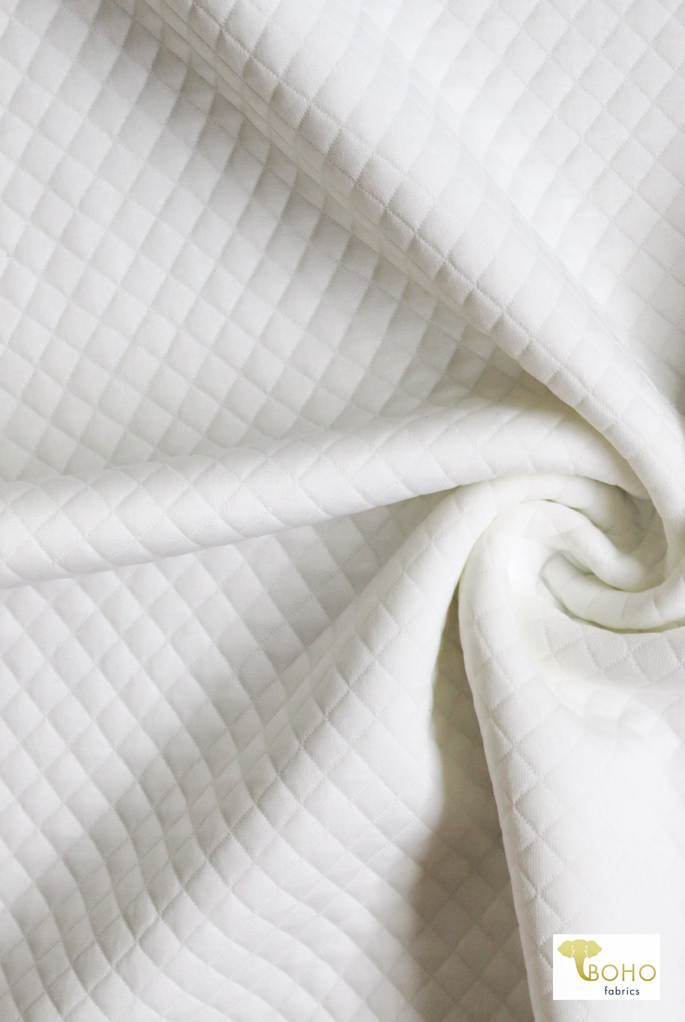 White Quilted Knit, Quilted Knit - Boho Fabrics