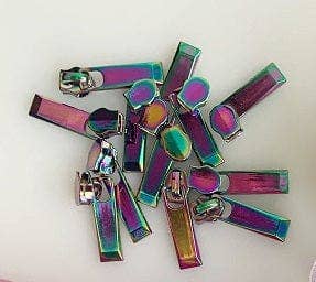 White Rainbow Coil Zipper with Iridescent Pulls - 3 Yards - Boho Fabrics - Zippers
