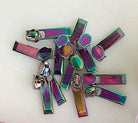 White Rainbow Coil Zipper with Iridescent Pulls - 3 Yards - Boho Fabrics - Zippers