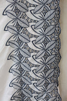 White, Retro Tropic Embroidered Florals, Cotton Woven Fabric - Boho Fabrics - Shirting, Woven