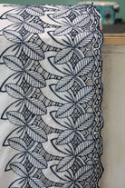 White, Retro Tropic Embroidered Florals, Cotton Woven Fabric - Boho Fabrics - Shirting, Woven