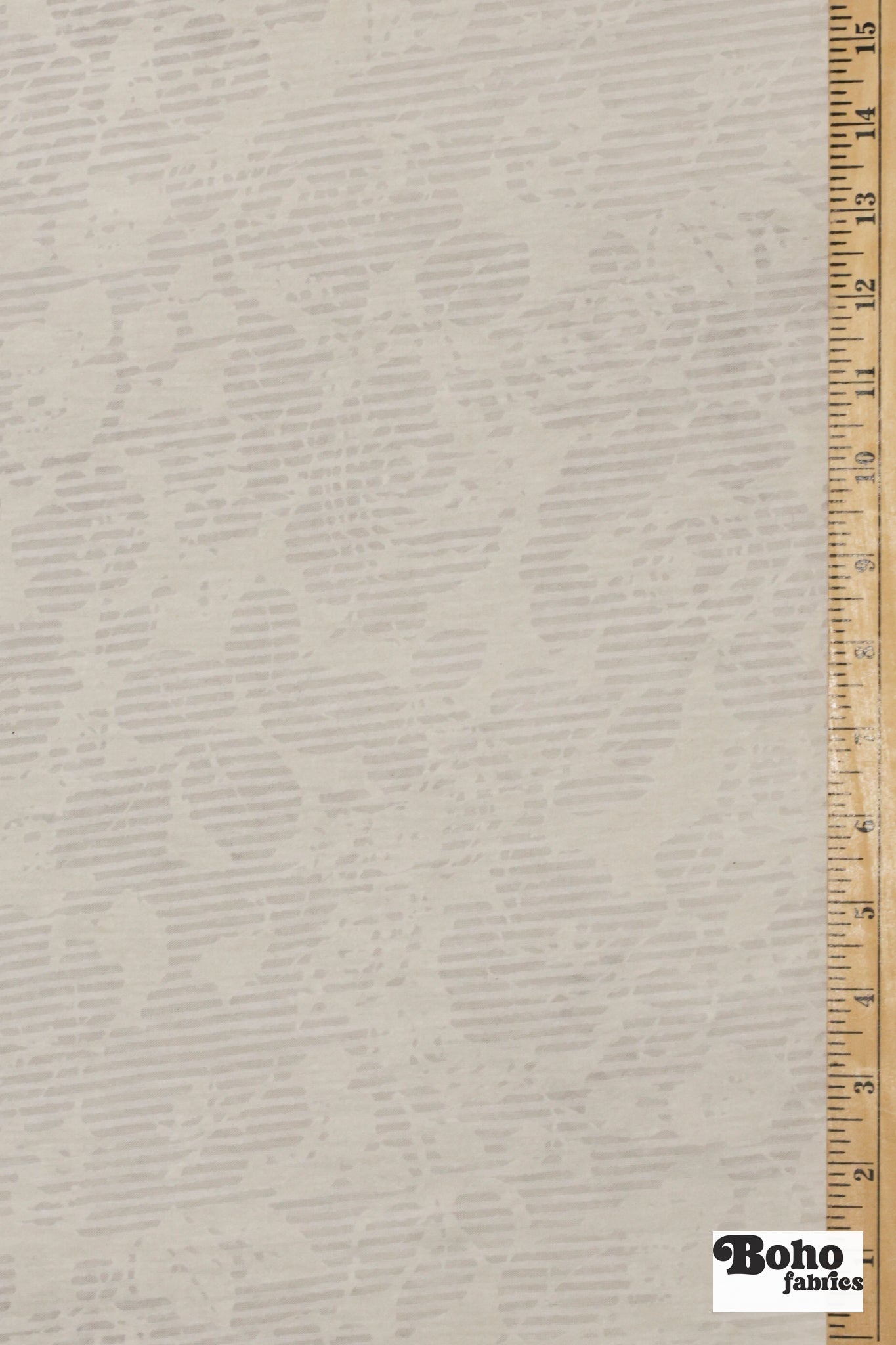 White Striped Floral Burnout Jersey Knit Fabric - Boho Fabrics - Jersey Knit Printed Fabric