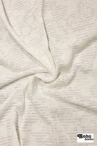 White Striped Floral Burnout Jersey Knit Fabric - Boho Fabrics - Jersey Knit Printed Fabric