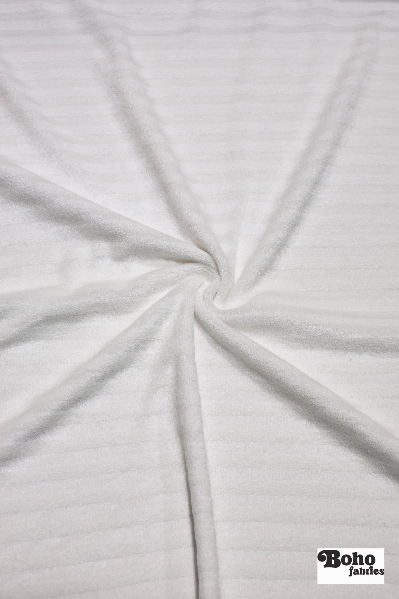 White Striped Terry Cloth Knit Fabric - Boho Fabrics - French Terry Solid Knit