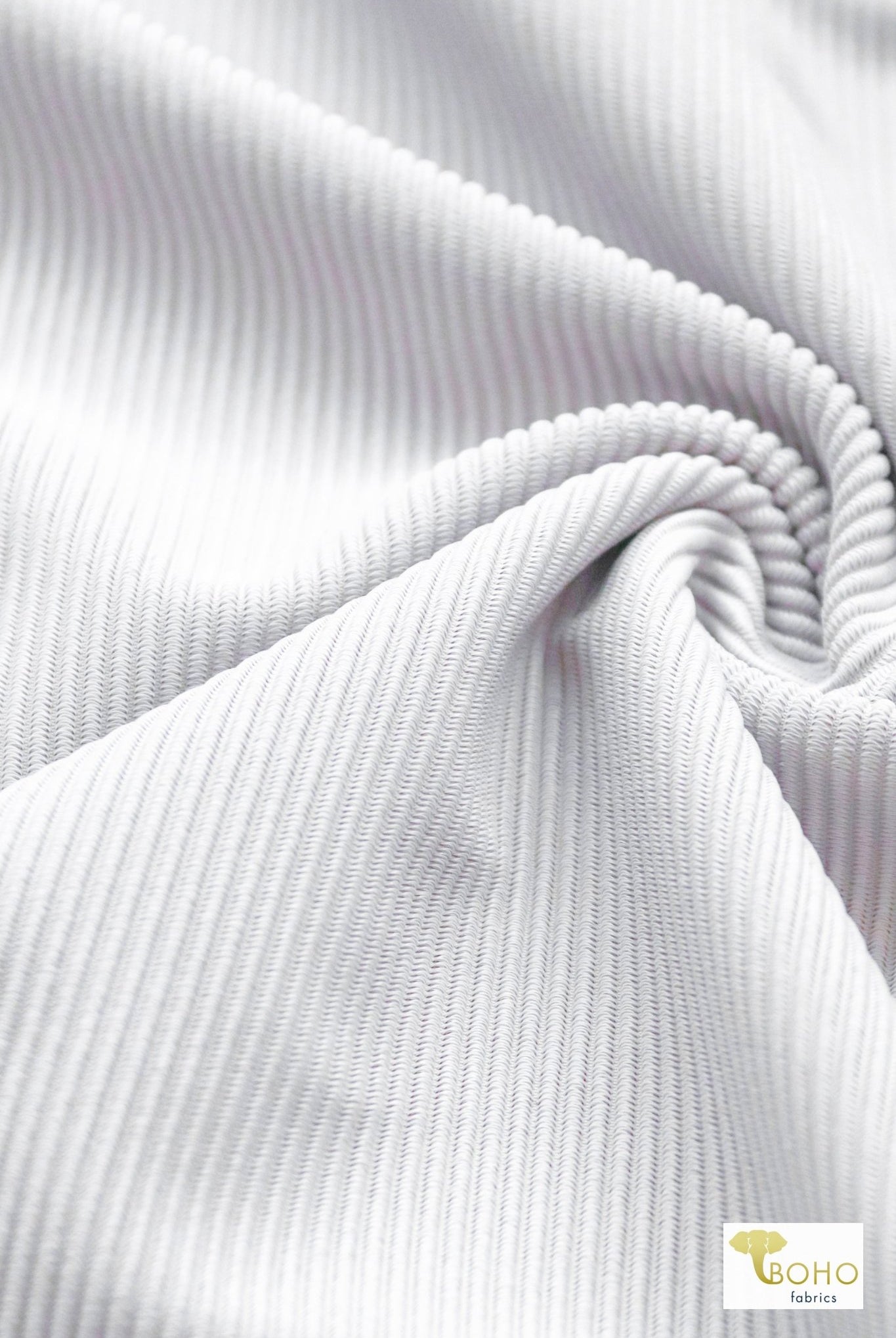 White, Swim Rib Knit. SWRB-101-WHT - Boho Fabrics
