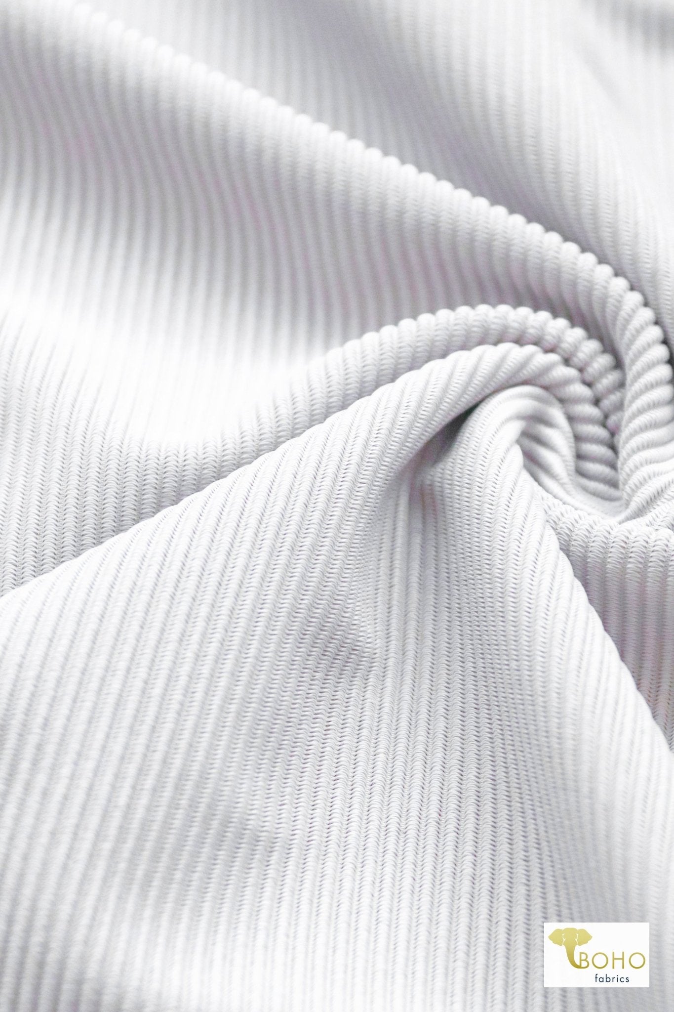White, Swim Rib Knit. SWRB-101-WHT - Boho Fabrics