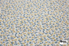 White with Ditsy Blue & Yellow Flowers Rayon Crepe Woven Fabric - Boho Fabrics - Crepe, Woven