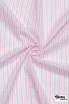 White with Thin Pink Stripes Lightweight Textured Cotton Woven Shirting Fabric - Boho Fabrics - Woven, Fabric