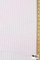 White with Thin Pink Stripes Lightweight Textured Cotton Woven Shirting Fabric - Boho Fabrics - Woven, Fabric