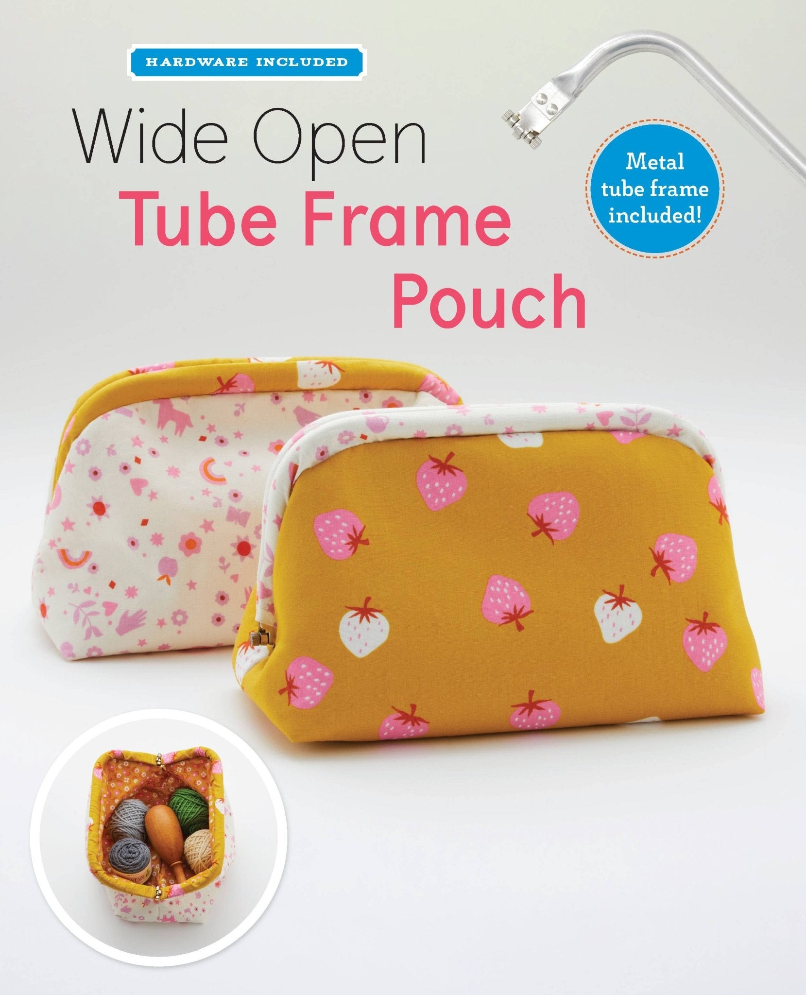 Wide Open Tube Frame Pouch Kits, Sewing Pattern with Hardware - Boho Fabrics - Sewing Patterns