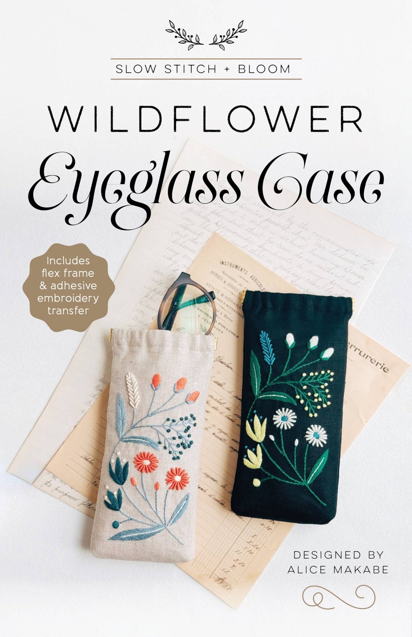 Wildflower Eyeglass Case Kit, Sewing Pattern with Hardware - Boho Fabrics - Sewing Patterns